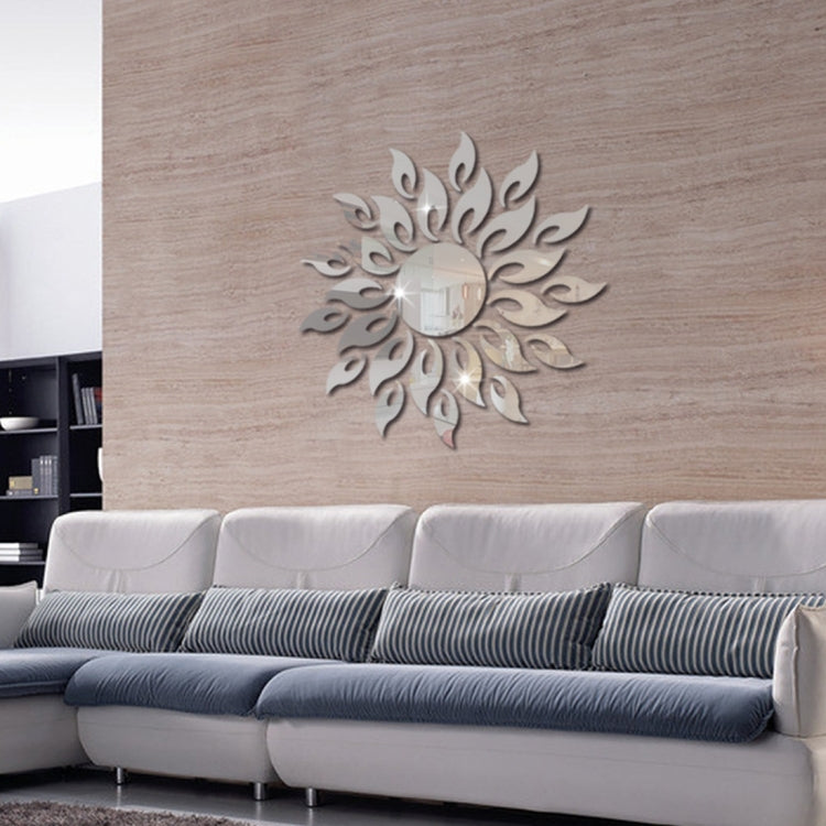 Sunflower Mirror Wall Sticker Bedroom Living Room Decoration Wall Stickers(Silver) - Home & Garden by buy2fix | Online Shopping UK | buy2fix