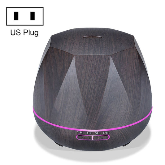 Diamond Wood Grain Remote Control Ultrasonic Humidifier Aromatherapy Machine Automatic Alcohol Sprayer with LED Lights, Capacity: 400mL, US Plug (Dark Wood Color) - Home & Garden by buy2fix | Online Shopping UK | buy2fix