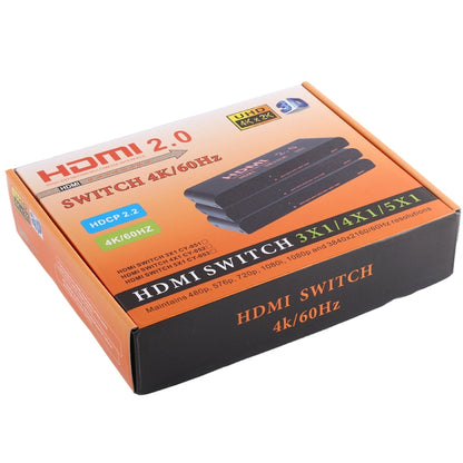 4X1 4K/60Hz HDMI 2.0 Switch with Remote Control, EU Plug - Switch by buy2fix | Online Shopping UK | buy2fix