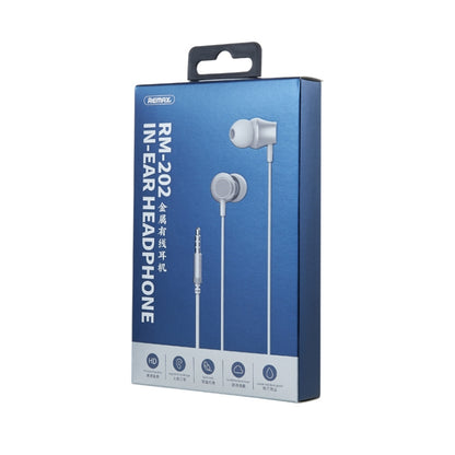 REMAX RM-202 In-Ear Stereo Metal Music Earphone with Wire Control + MIC, Support Hands-free(Silver) - Normal Style Earphone by REMAX | Online Shopping UK | buy2fix