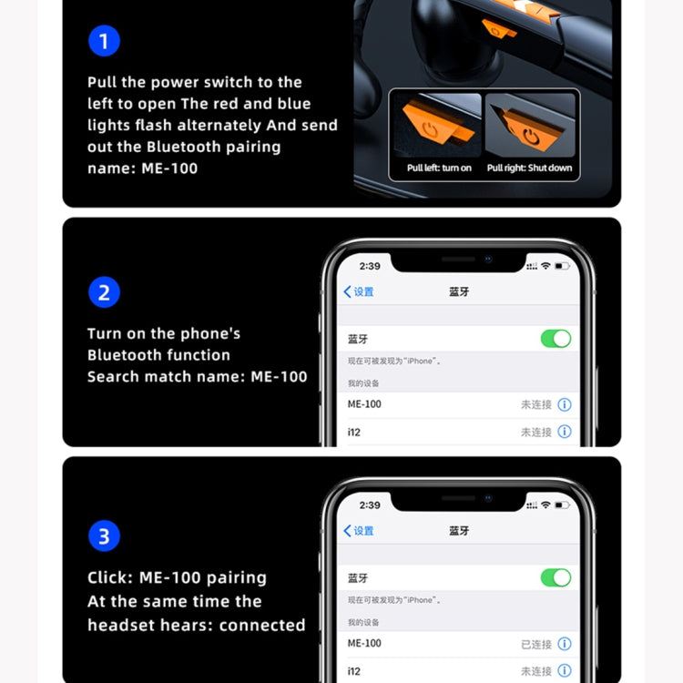 ME-100 TWS Business Rotating Universal True Stereo 5.0 Version Hanging Ear In-Ear Bluetooth Headset(Black+Orange) - Bluetooth Earphone by buy2fix | Online Shopping UK | buy2fix