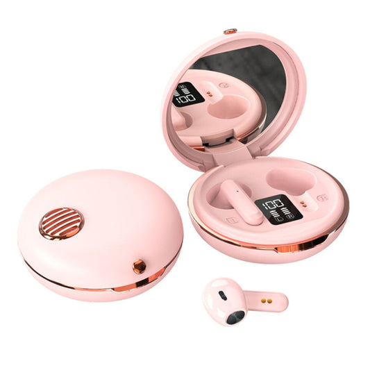 HXSJ Air-S28 TWS Bluetooth 5.3 True Wireless HiFi Stereo Make-up Mirror Earphones with Charging Case (Pink) - TWS Earphone by HXSJ | Online Shopping UK | buy2fix