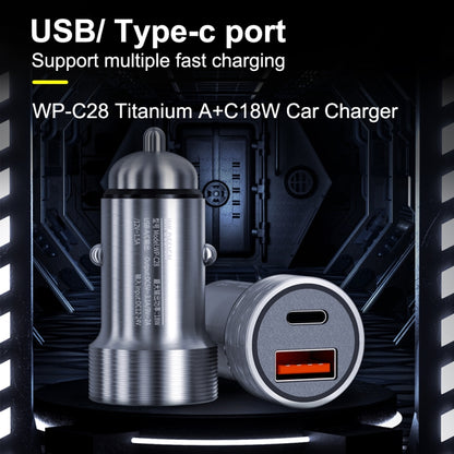 WK WP-C28 18W Titanium PD+QC3.0 Dual USB Car Charger (Silver) - In Car by WK | Online Shopping UK | buy2fix