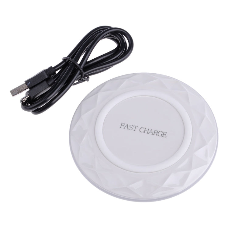 DC5V Input Diamond Qi Standard Fast Charging Wireless Charger, Cable Length: 1m(White) - Apple Accessories by buy2fix | Online Shopping UK | buy2fix