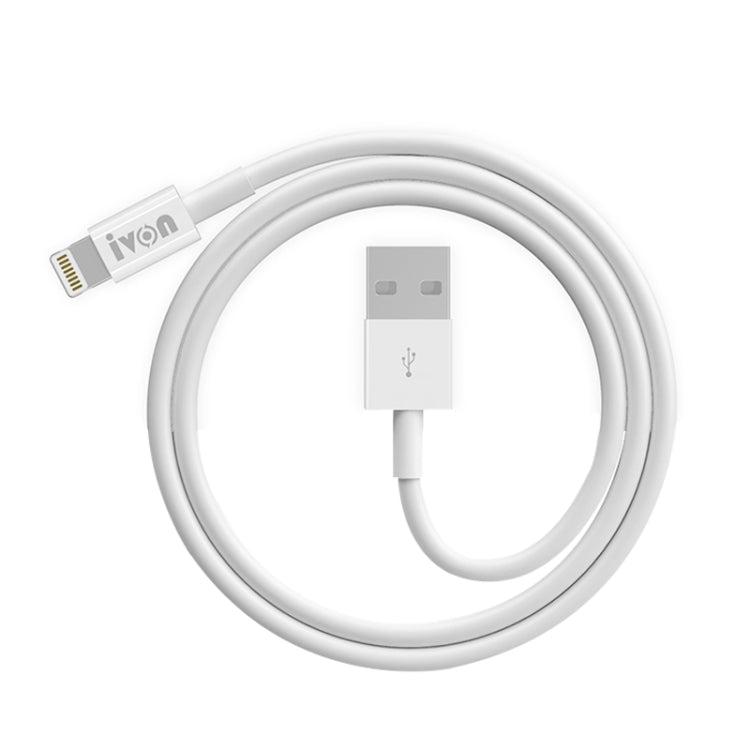 IVON CA70 8 Pin Fast Charging Data Cable, Length: 1m (White) - Normal Style Cable by IVON | Online Shopping UK | buy2fix