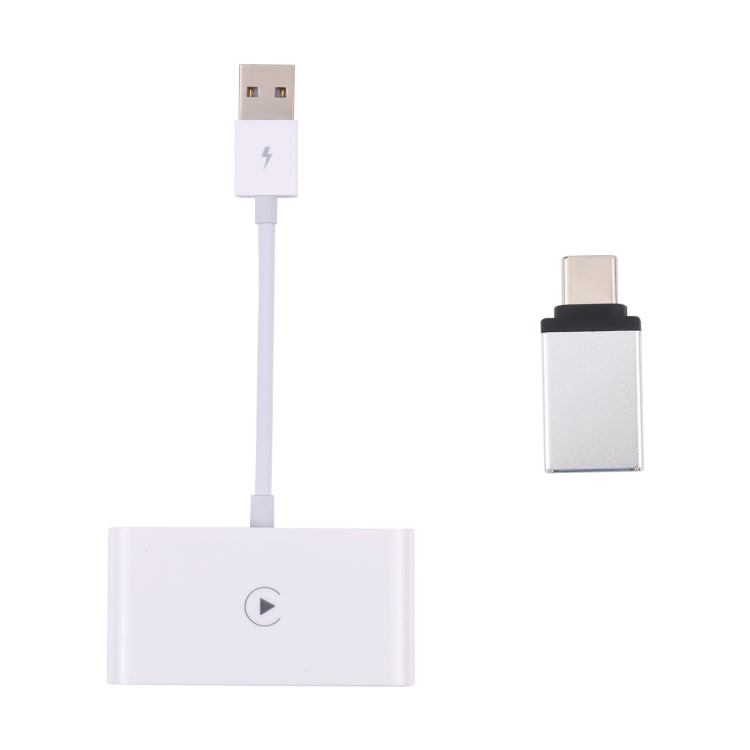 USB + USB-C / Type-C Wired to Wireless Carplay Adapter for iPhone(White) - Apple Accessories by buy2fix | Online Shopping UK | buy2fix