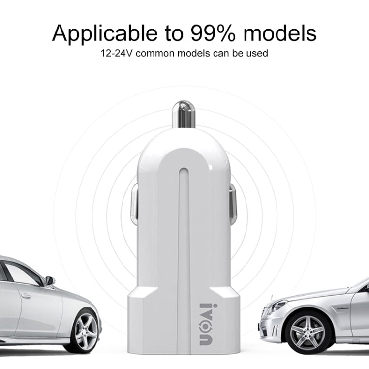 IVON CC13 QC 3.0 Fast Charging Car Charger Set with Type-C / USB-C Charging Cable (White) - Car Charger by IVON | Online Shopping UK | buy2fix