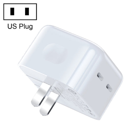 WK WP-U142 35W Dual USB-C/Type-C Gallium Nitride Charger, US Plug(White) - Apple Accessories by WK | Online Shopping UK | buy2fix