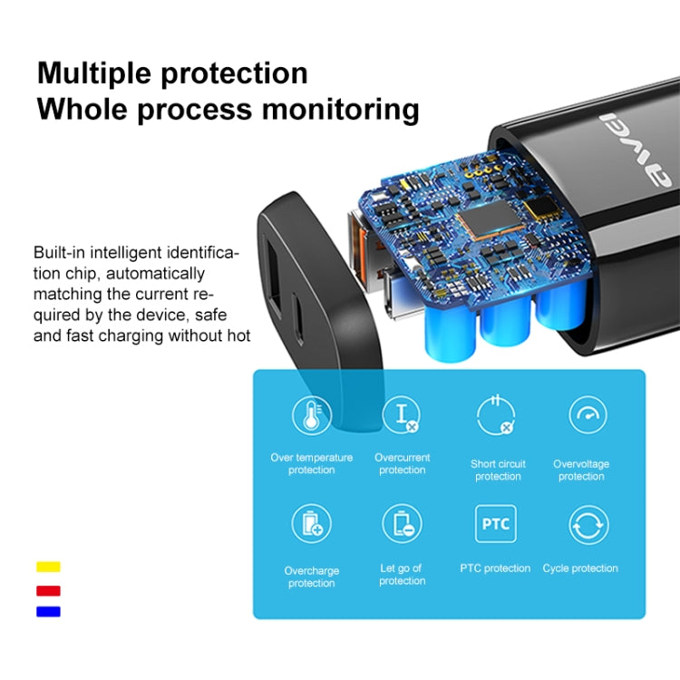 awei PD1 20W PD Type-C + QC 3.0 USB Interface Fast Charging Travel Charger with Data Cable, UK Plug - Apple Accessories by awei | Online Shopping UK | buy2fix