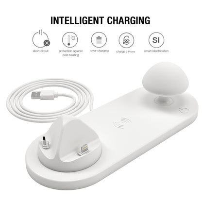 HQ-UD11 10W 4 in 1 Mobile Phone Fast Wireless Charger with Mushroom LED Light & Phone Holder, Length: 1.2m(White) - Multifunction Charger by buy2fix | Online Shopping UK | buy2fix