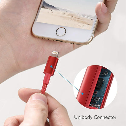 ANKER USB to 8 Pin Apple MFI Certificated Nylon Weaving Charging Data Cable, Length: 1m(Red) - MFI Cable by ANKER | Online Shopping UK | buy2fix