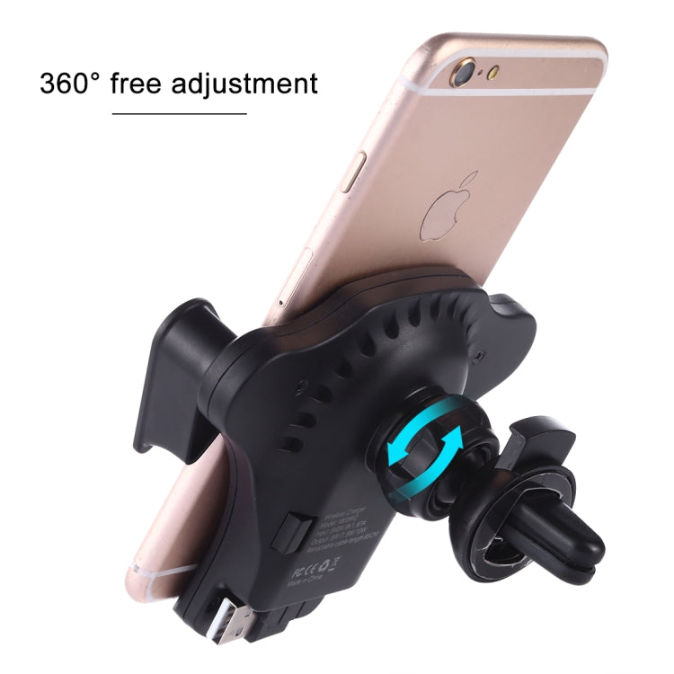 1803WC 10W Wireless Smart Car Charger Mobile Phone Holder with Retractable Micro USB Cable, Length: 85cm(Black) - In Car by buy2fix | Online Shopping UK | buy2fix