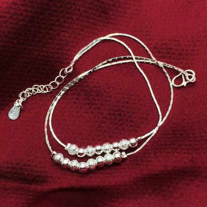 Simple Fashion Frosted Bead Personality Silver Plated Anklet(Silver) - Anklets by buy2fix | Online Shopping UK | buy2fix