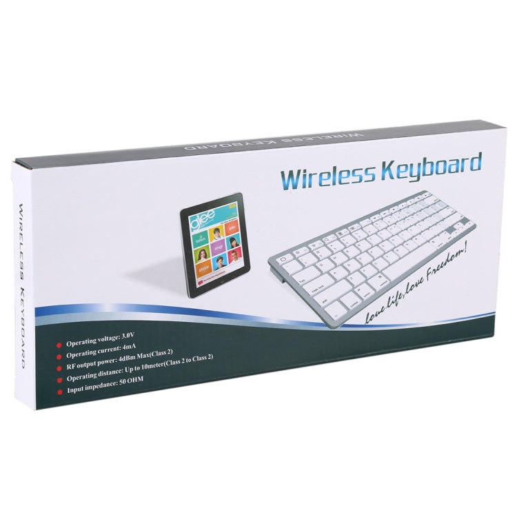 WB-8022 Ultra-thin Wireless Bluetooth Keyboard for iPad, Samsung, Huawei, Xiaomi, Tablet PCs or Smartphones, German Keys(Silver) - Computer & Networking by buy2fix | Online Shopping UK | buy2fix