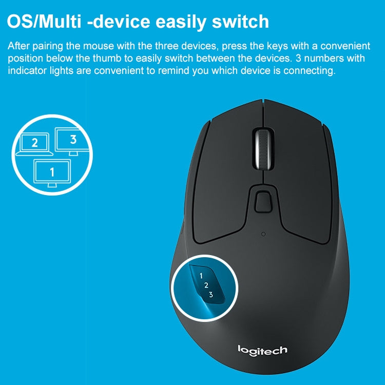 Logitech M720 1000DPI 2.4GHz Wireless Bluetooth Multimode Mouse (Black) - Wireless Mice by Logitech | Online Shopping UK | buy2fix