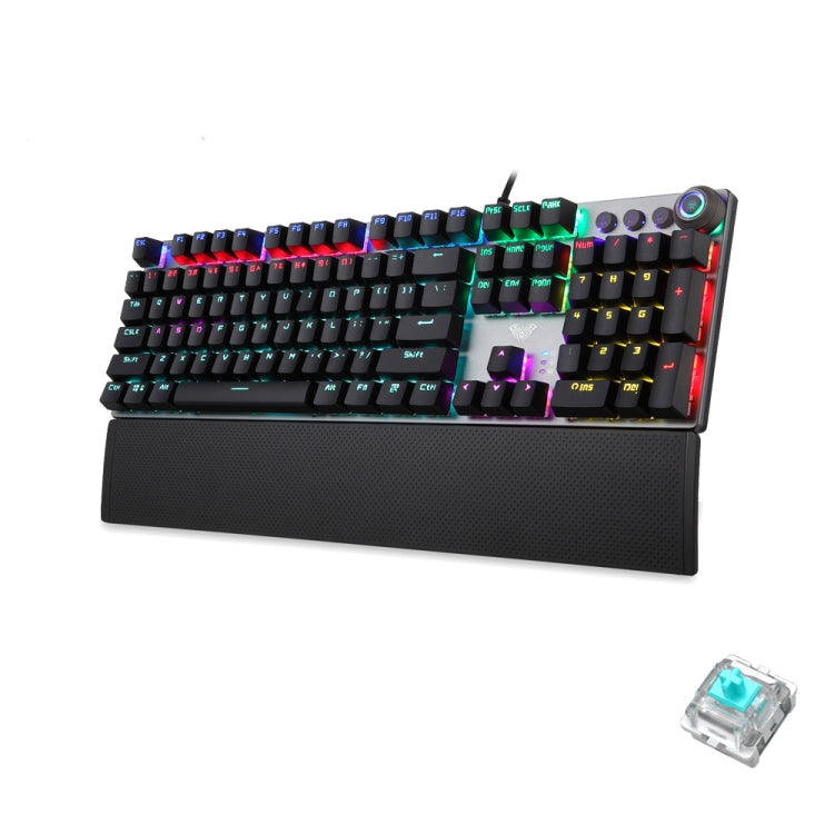 AULA F2088 108 Keys Mixed Light Mechanical Blue Switch Wired USB Gaming Keyboard with Metal Button(Black) - Wired Keyboard by AULA | Online Shopping UK | buy2fix