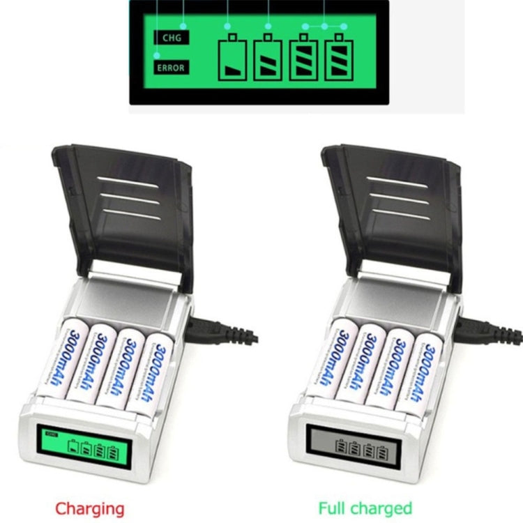 AC 100-240V 4 Slot Battery Charger for AA & AAA Battery, with LCD Display, EU Plug - Consumer Electronics by buy2fix | Online Shopping UK | buy2fix