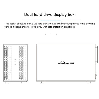 Blueendless USB-B Interface 3.5 inch 2 Bay RAID Combination Array HDD External Enclosure (EU Plug) - HDD Enclosure by Blueendless | Online Shopping UK | buy2fix