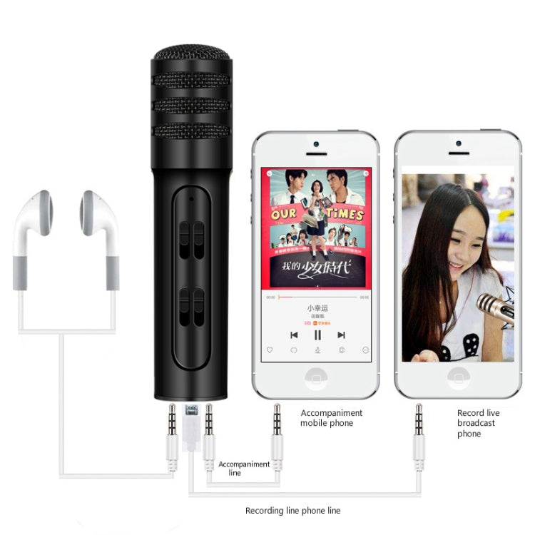 BGN-C7 Condenser Microphone Dual Mobile Phone Karaoke Live Singing Microphone Built-in Sound Card(Black) - Consumer Electronics by buy2fix | Online Shopping UK | buy2fix