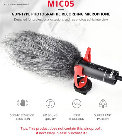 YELANGU YLG9930B MIC05 Professional Interview Condenser Video Shotgun Microphone with 3.5mm Audio Cable for DSLR & DV Camcorder(Black) - Camera Microphone by YELANGU | Online Shopping UK | buy2fix