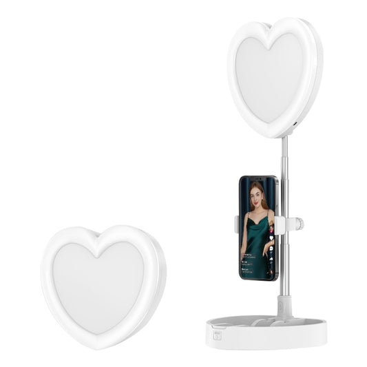 G5 Heart Shape Multi-function Live Broadcast Beauty Fill Light Mobile Phone Holder (White) - Consumer Electronics by buy2fix | Online Shopping UK | buy2fix