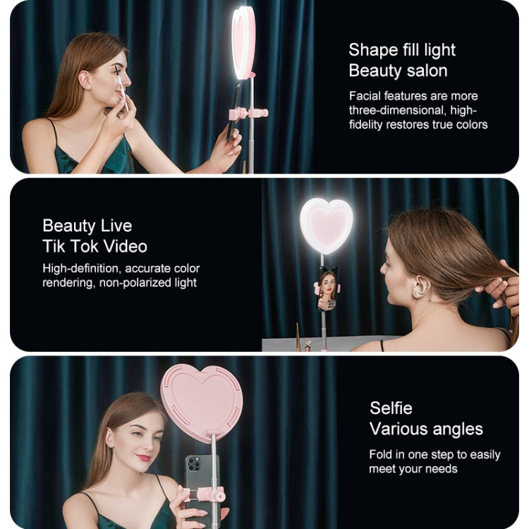 G5 Heart Shape Multi-function Live Broadcast Beauty Fill Light Mobile Phone Holder (Pink) - Consumer Electronics by buy2fix | Online Shopping UK | buy2fix