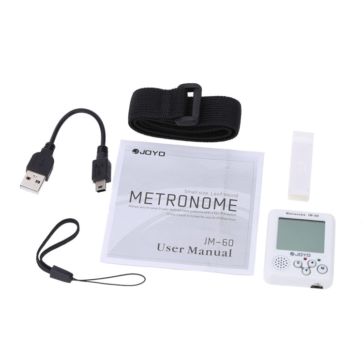 JOYO JM-60 Mini Portable Rechargeable Clip-on Electronic Digital Metronome Tone Generator Tuner for Guitar Violin Ukulele (White) - String Instrument Accessories by JOYO | Online Shopping UK | buy2fix