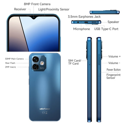 [HK Warehouse] Ulefone Note 16 Pro, 8GB+128GB, Dual Back Cameras, Face ID & Side Fingerprint Identification, 4400mAh Battery, 6.52 inch Android 13 Unisoc T606 OctaCore up to 1.6GHz, Network: 4G, Dual SIM, OTG(Blue) - Ulefone by Ulefone | Online Shopping UK | buy2fix