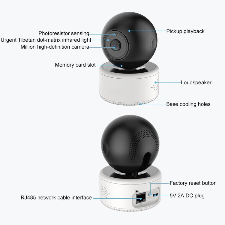 YT46 HD Wireless Indoor Network Shaking Head Camera, Support Motion Detection & Infrared Night Vision & Micro SD Card, US Plug - Security by buy2fix | Online Shopping UK | buy2fix