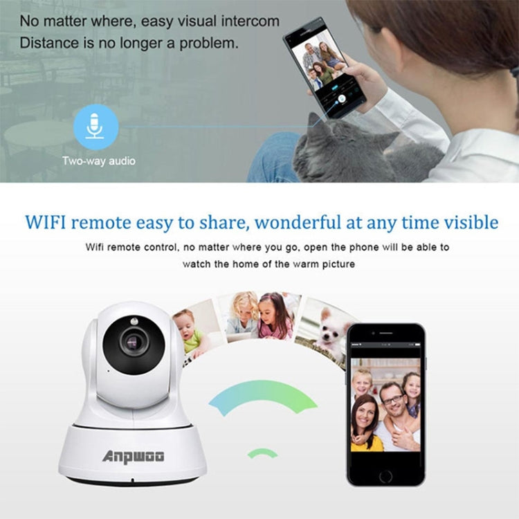 Anpwoo-YT002W 100W 3.6mm Lens Wide Angle 720P Smart WIFI Monitor Camera , Support Night Vision & TF Card Expansion Storage - Security by Anpwoo | Online Shopping UK | buy2fix