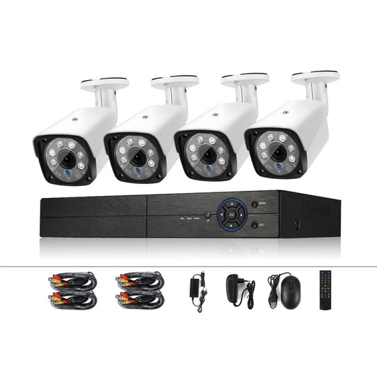 A4B3 / Kit 4CH 1080N Surveillance DVR System and 720P 1.0MP HD Weatherproof CCTV Bullet Camera, Support Infrared Night Vision & P2P & QR Code Scan Remote Access(White) - Security by buy2fix | Online Shopping UK | buy2fix