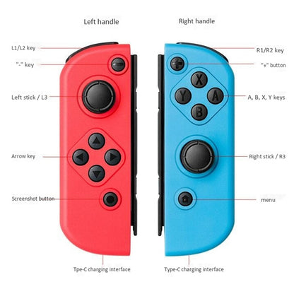 Left and Right Bluetooth Wireless Joypad Gamepad Game Controller for Switch(Blue + Red) - Gamepads by buy2fix | Online Shopping UK | buy2fix