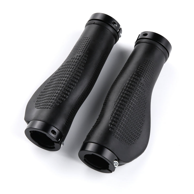 1 Pair AG21 Rubber +  Alloy Lock-Rings Bicycle Flat Handlebar Grip(Black) -  by buy2fix | Online Shopping UK | buy2fix