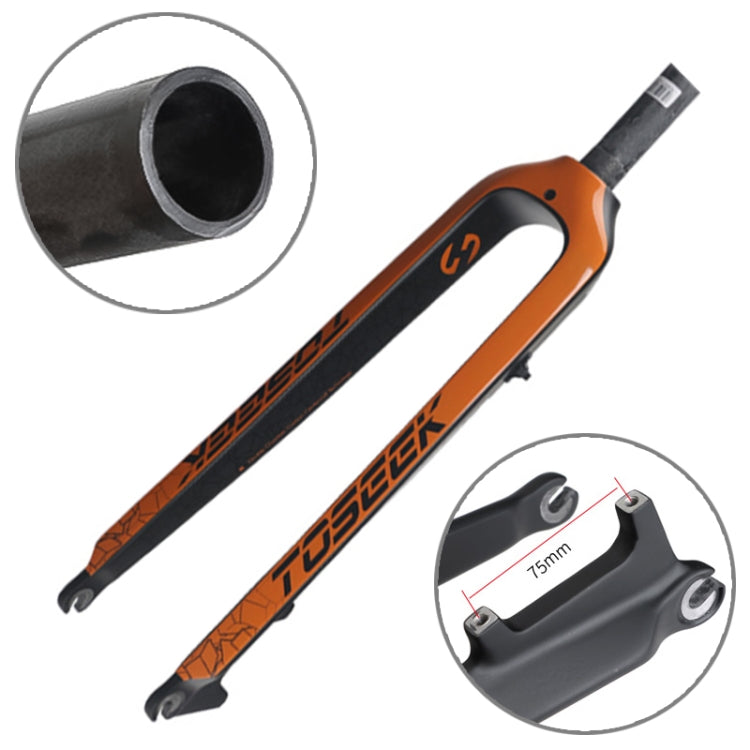 TOSEEK Ultra Light 26 Inch 385mm Mountain Bike Full Carbon Front Fork Straight Tube Disc Brake(Orange) - Outdoor & Sports by TOSEEK | Online Shopping UK | buy2fix