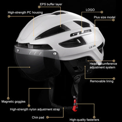 GUB CJD Integrally-Molded Bicycle Goggles Helmet With Tail Light(Pearl White) - Protective Helmet & Masks by GUB | Online Shopping UK | buy2fix