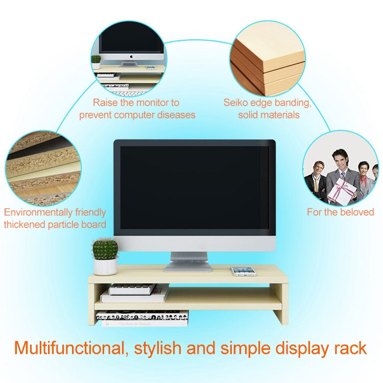 2 Layers Wooden Monitor Stand PC Computer Screen Monitor Riser, B Version (White) - Computer & Networking by buy2fix | Online Shopping UK | buy2fix