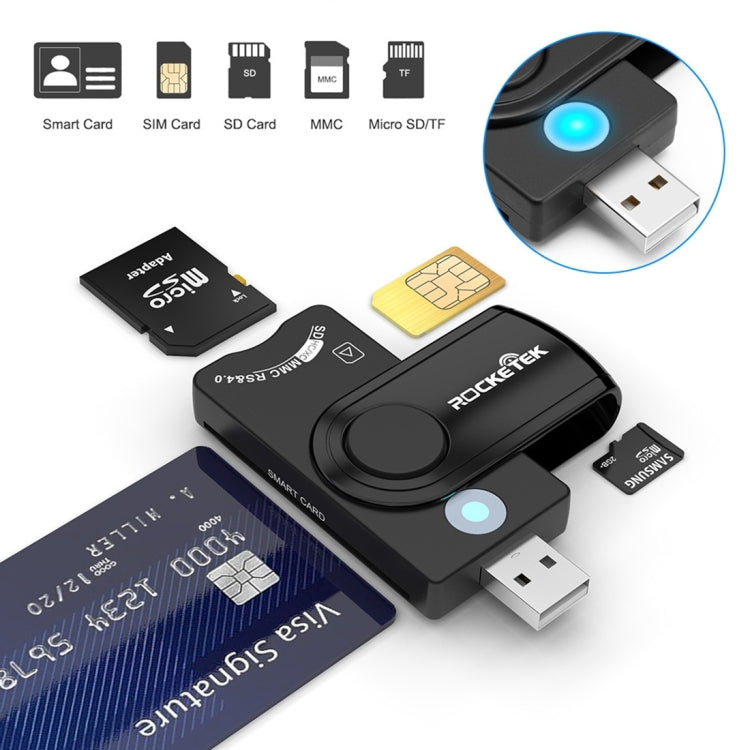 ROCKETEK CR310 USB 2.0 + TF Card + SD Card + SIM Card + Smart Card Multi-function Card Reader -  by ROCKETEK | Online Shopping UK | buy2fix