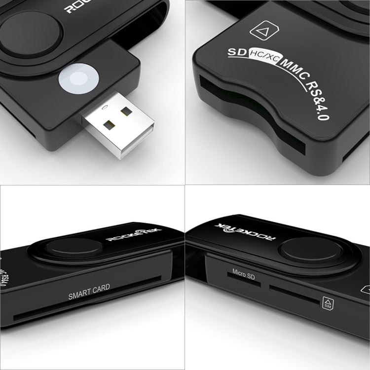 ROCKETEK CR310 USB 2.0 + TF Card + SD Card + SIM Card + Smart Card Multi-function Card Reader -  by ROCKETEK | Online Shopping UK | buy2fix