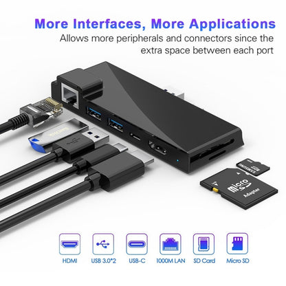 Rocketek SH869 100M RJ45 + HDMI + USB 3.0 x 2 + Type-C x 2 HUB Adapter - USB 3.0 HUB by ROCKETEK | Online Shopping UK | buy2fix