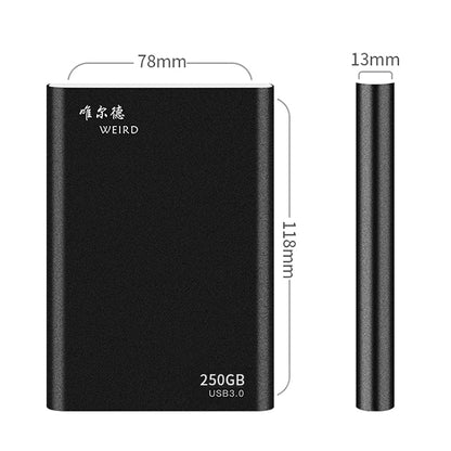 WEIRD 250GB 2.5 inch USB 3.0 High-speed Transmission Metal Shell Ultra-thin Light Mobile Hard Disk Drive(Black) - Computer & Networking by buy2fix | Online Shopping UK | buy2fix