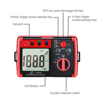 BENETECH GT5206A Professional LCD Digital Leakage Protector Switch Tester - Battery & Resistance Tester by BENETECH | Online Shopping UK | buy2fix