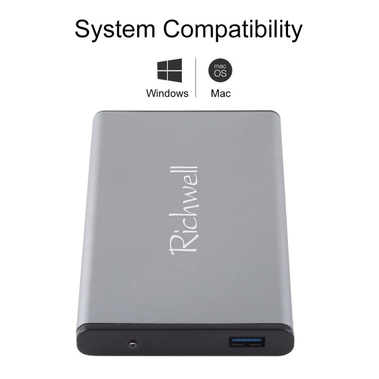 Richwell SATA R2-SATA-320GB 320GB 2.5 inch USB3.0 Super Speed Interface Mobile Hard Disk Drive(Grey) - External Hard Drives by Richwell | Online Shopping UK | buy2fix