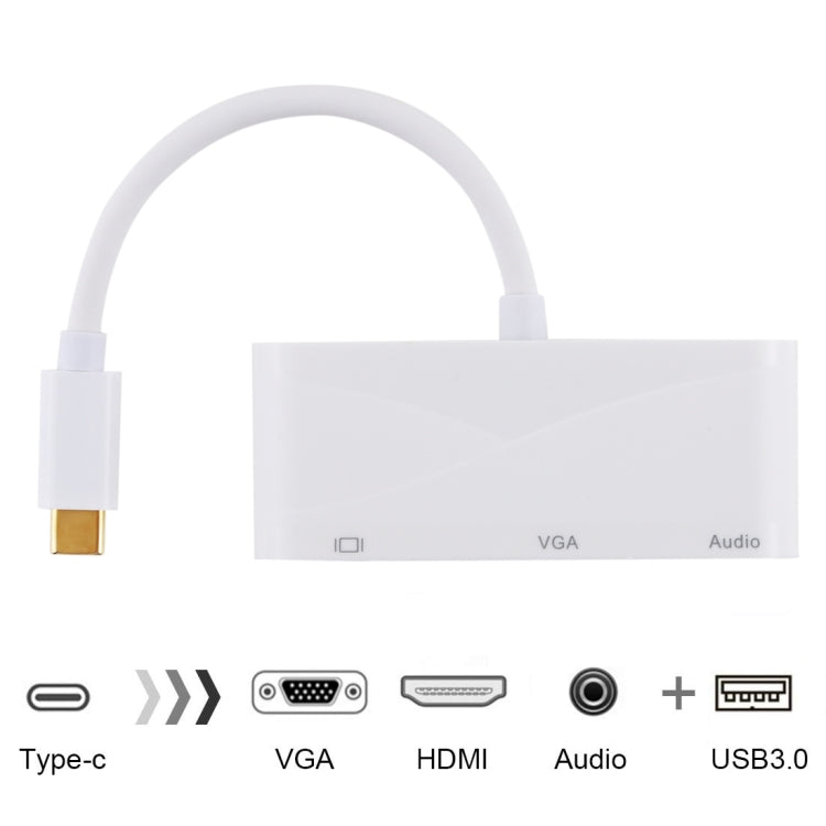 USB 2.0 + Audio Port + VGA + HDMI to USB-C / Type-C HUB Adapter (White) - Computer & Networking by buy2fix | Online Shopping UK | buy2fix