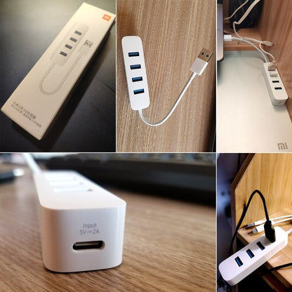 Original Xiaomi 4 Ports USB3.0 Hub with Stand-by Power Supply Interface USB Hub Extender Extension Connector Adapter(White) - Lan Cable and Tools by Xiaomi | Online Shopping UK | buy2fix