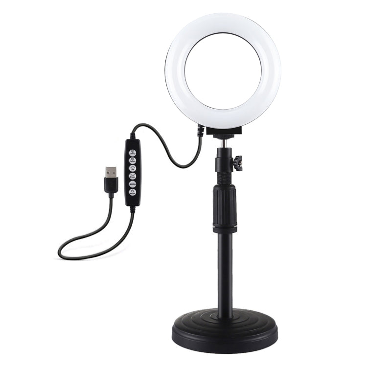 PULUZ 4.7 inch 12cm Curved Surface Ring Light + Round Base Desktop Mount USB 10 Modes 8 Colors RGBW Dimmable LED Ring Selfie Beauty Vlogging Photography Video Lights with Cold Shoe Tripod Ball Head(Black) - Ring Light by PULUZ | Online Shopping UK | buy2fix