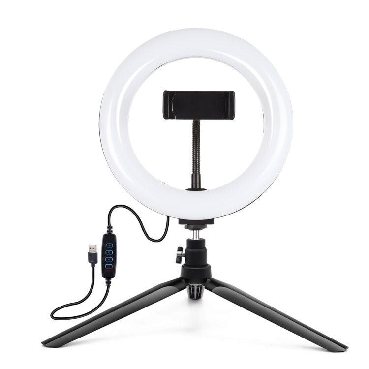 PULUZ 7.9 inch 20cm Light + Desktop Tripod Mount USB 3 Modes Dimmable Dual Color Temperature LED Curved Light Ring Vlogging Selfie Beauty Photography Video Lights with Phone Clamp(Black) - Consumer Electronics by PULUZ | Online Shopping UK | buy2fix