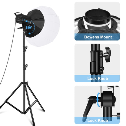 PULUZ 220V 150W 3200K-5600K Studio Video Light + 2.8m Light Holder + 65cm Foldable Lantern Softbox Photography Kit(EU Plug) - Shoe Mount Flashes by PULUZ | Online Shopping UK | buy2fix