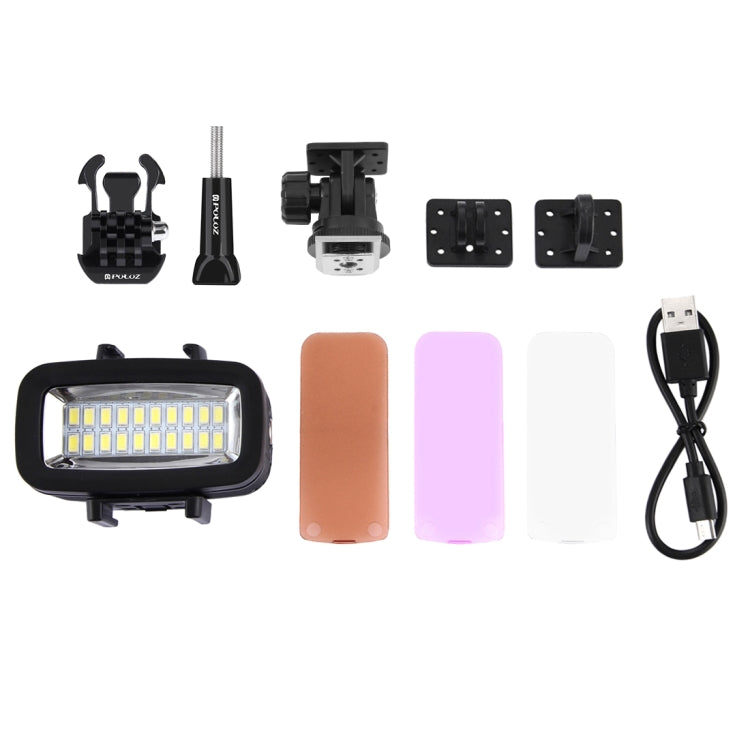 PULUZ 20 LEDs 40m Waterproof IPX8 Studio Light Video & Photo Light with Hot Shoe Base Adapter & Quick Release Buckle & Long Screw & 2 x Filter Plates for GoPro HERO10 Black / HERO9 Black / HERO8 Black ... n /4 /3+ /3 /2 /1, Xiaoyi and Other Action Cameras - Camera Accessories by PULUZ | Online Shopping UK | buy2fix