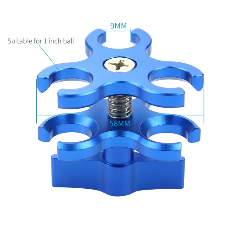 PULUZ Triple Ball Clamp Open Hole Diving Camera Bracket CNC Aluminum Spring Flashlight Clamp for Diving Underwater Photography System(Blue) - Camera Accessories by PULUZ | Online Shopping UK | buy2fix
