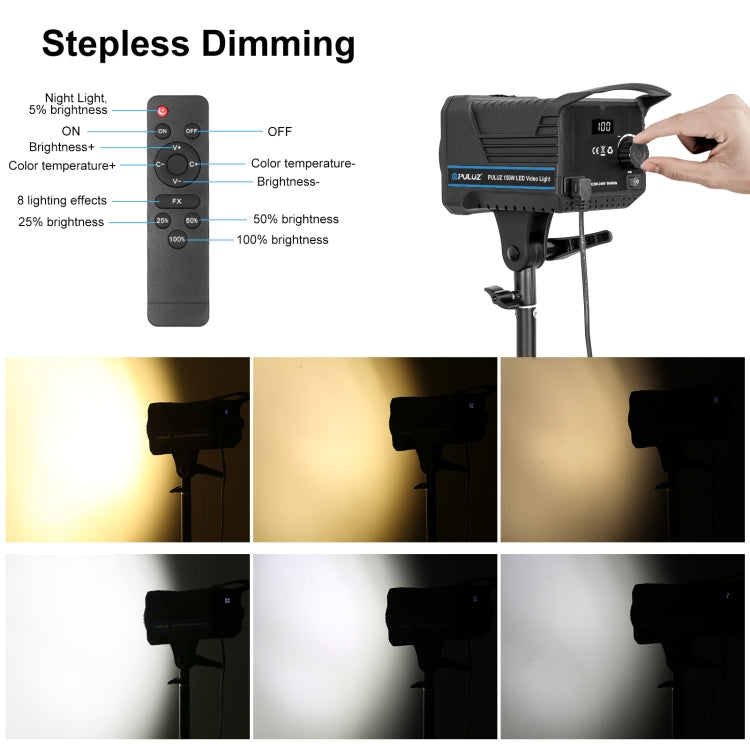 PULUZ 220V 120W Studio Video Light Dual Color Temperature Built-in Dissipate Heat System with Remote Control(EU Plug) - Shoe Mount Flashes by PULUZ | Online Shopping UK | buy2fix